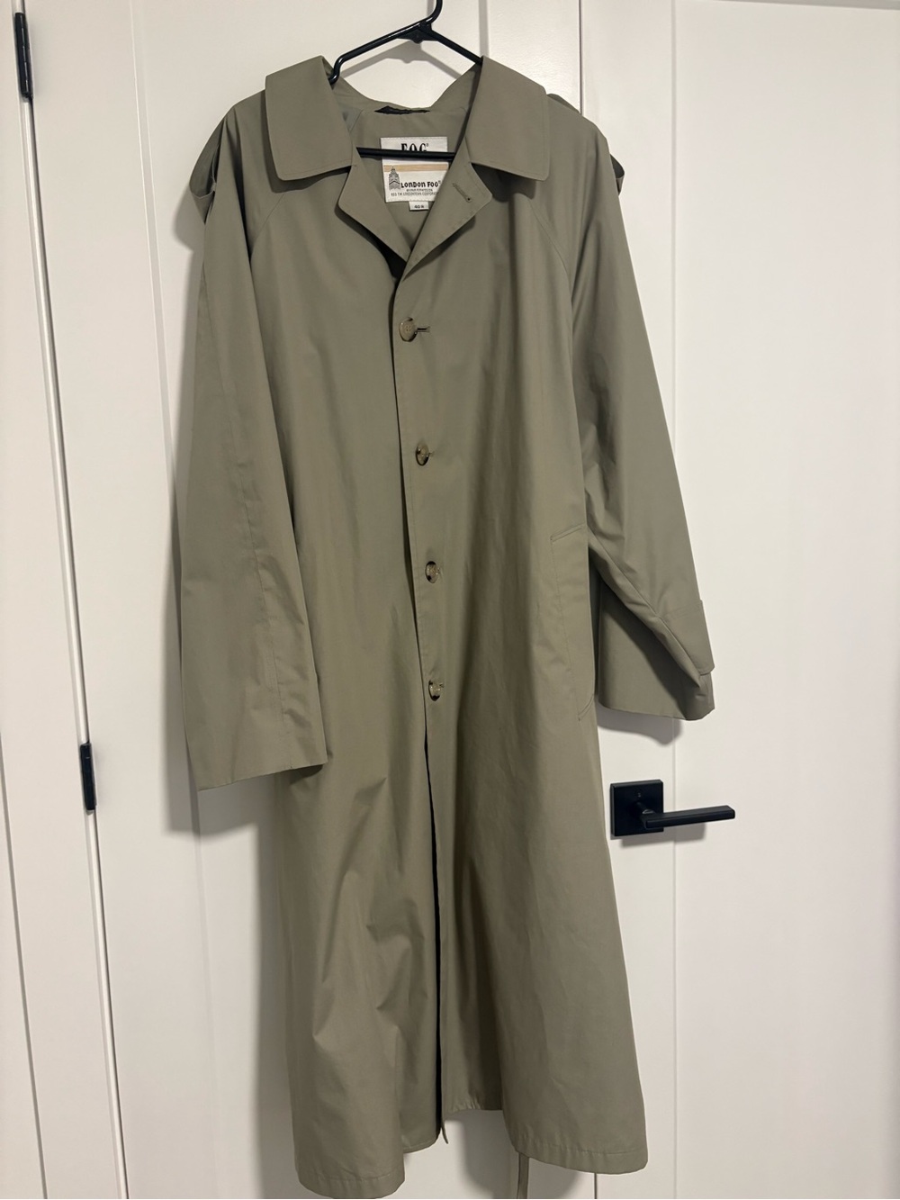 London Fog Olive Green Rain‎ Jacket Men's Long Trench Coat Size 40 R